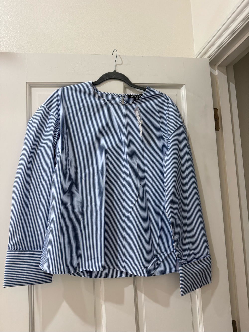 J. Crew Blue and White Pinstripe Dress Shirt